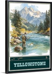 Yellowstone Park Fly Fishing Travel Poster for Prints Framed or Canvas