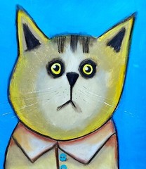Original Oil Painting Cat Wall Art Animal Kitty Portrait 13×15 inches