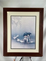 Steve Polomchak Togetherness Amish Art Framed Lithograph Vintage Americana 15×11