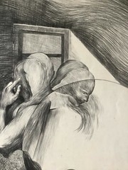 Paneca Cano. Painting. La Cuna De Los Siameses, ca 1975. Signed Ink on cardboard