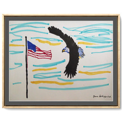 Eagle and American Flag Modern Contemporary Original 9×12 Signed Paper Acrylic
