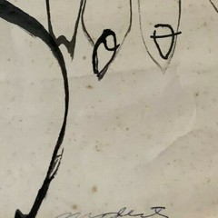 Modesto Braulio. Painting. Untitled, ca 1970. Original signed. Ink on cardboard