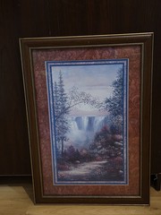 24 By 16.5 Beautiful Decorative Waterfall Forest Art Vintage