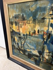 Vintage Original Marcel Mouly Abstract Oil Painting Signed Dated 1957