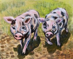 Original Acrylic painting 8×10 Pigs Farm Animal Wall Art