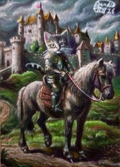 Jacob Landis HANDMADE ORIGINAL Whimsy ACEO Tabby Kitten Sleeps „above The Fire“