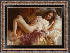 Original Nude Reclining Woman Bedroom Oil Painting Female Portrait Cancas Art
