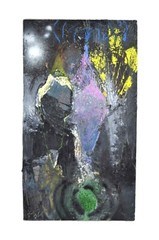 Vintage Mid-Century Modern Abstract Oil Painting Impasto on Plywood