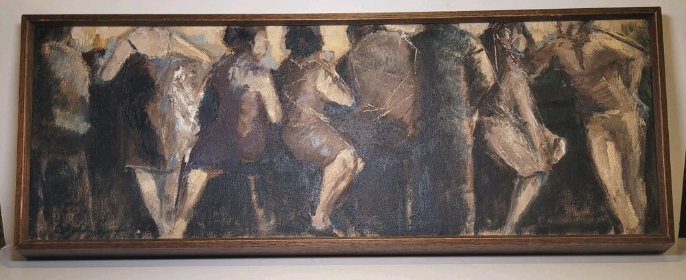Janet Robson Kennedy Original Painting on Canvas People at a Bar