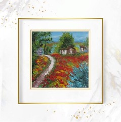landscape provence original oil painting, poppy field painting,provence wall art