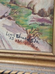 1953 Vintage Original Oil Painting of A Winter Day Signed Framed Unknown Artist