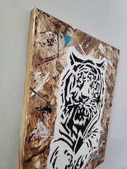 White Tiger Acrylic Original 3D Painting Unframed 11×14 Stretched Canvas