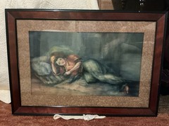 Antique 1916 Watercolor Painting of Exotic Woman Signed K Bush