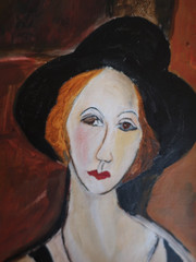 Original Oil On Board Painting of A Woman in the style of Modigliani