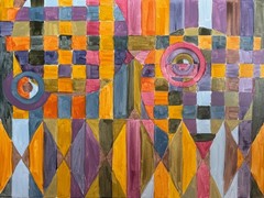 Contemporary Geometric Shapes Abstract Acrylic Painting Modern Art Wall Hanging