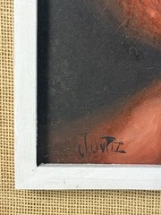 Beautiful Original Vintage Mexican Folk Art Painting Signed J Ortiz Oil On Board