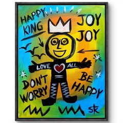 Original Happy Guy 11×14 Bold Acrylic Canvas Expressionist Painting Art