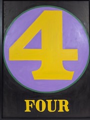 AMAZING OIL ON CANVAS ROBERT INDIANA 1965 SIGNED“ NUMBER 4″ WITH FRAME NICE
