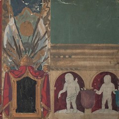 Wall fresco mural cherub study Albert Leusch unsigned gouache around 1900
