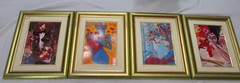 PETER MAX ABSTRACT PORTRAITS 4 COUNT LOT FRANKLIN MINT FRAMES SHOW WEAR