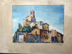 :: JOSEF SCHWARZFISCHER *1913 – 1995 WATERCOLOR MALERATA MACERATA CASTEL 1944 ITALY