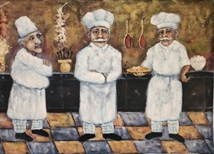 Art 3 Chef painting on canvas 36″x24in Restaurant Cooking Decor Unframed