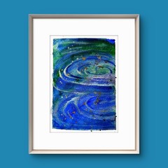 Colorful Water Ripples Abstract Impressionist Original Watercolor 5×7 Signed.