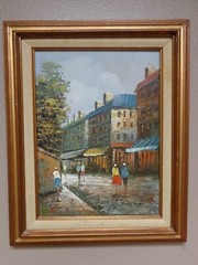 Henry Rogers French Impressionist Style Paris Street Scene Painting 21″x17.25″