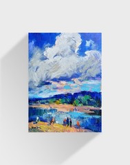 Oil painting Sky Ukrainian painter canvas Unframed original Decor landscape
