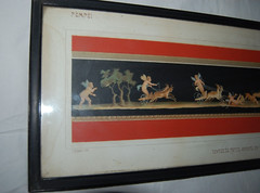Antique Gouache Watercolor Paintings Of Cupids Chariots Pompeii Italy
