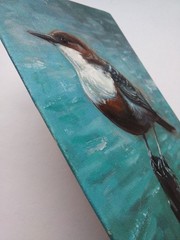 Original oil painting on canvas of the Dipper bird 15×20 cm Wall art