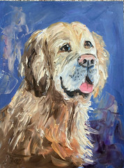 Dog Animals 12×9 Landscape Oil Painting Impressionist Dorothy Laz COA
