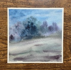 Original Watercolor Abstract Painting Nature Landscape Forest – 5×5 inches