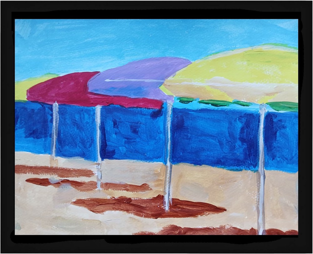 Expressionism/Abstract Beach Umbrellas 11 x 14 Signed Colorful Art Painting