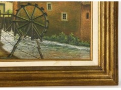 FAMOUS BOSTONITE ARTISTS H. CORBEY 1943 GRIST MILL STREAM LANDSCAPE CANVAS