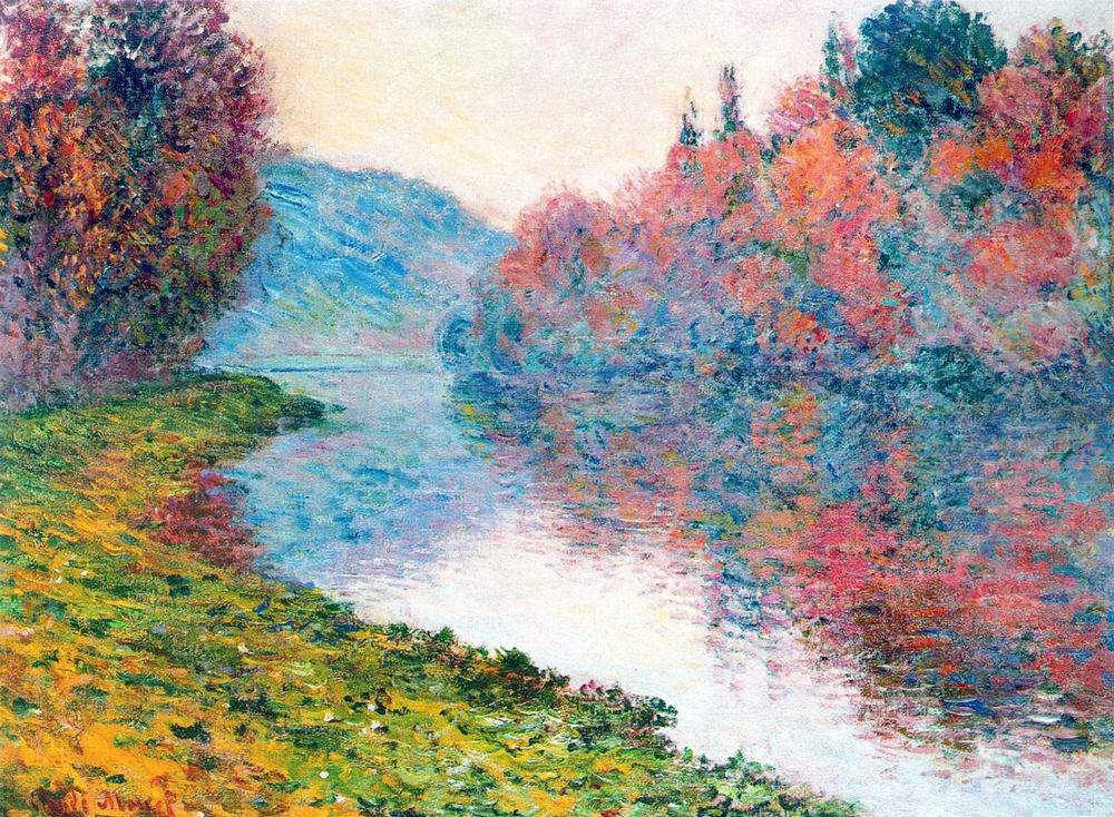 Banks of the Seine at Jenfosse Landscape Claude Monet Oil Painting Hand-painted