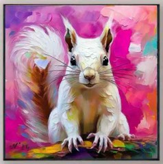 ORIGINAL Oil PAINTING on Canvas Squirrel Textured Art 12×12 in Custom Order