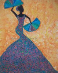 Flamenco Dancer Painting , Dancing Silhouette Art , Woman, Unframed 16×20 Canvas