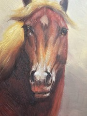 Vintage Horse Oil Painting Framed Gold French Country Style Small OOAK Original