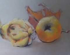 Fruit Painting Quince Pastel Painting Original Art from Ukraine
