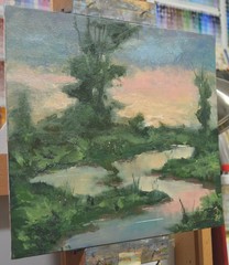 Original Oil Painting Contemporary Landscape Soft Tones Dramatic Wall Art 11×14