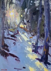 Gregory Hull American Orig. 1 of 1 Oil Painting „Winter Gleam“ 14″ X 11″ Fine