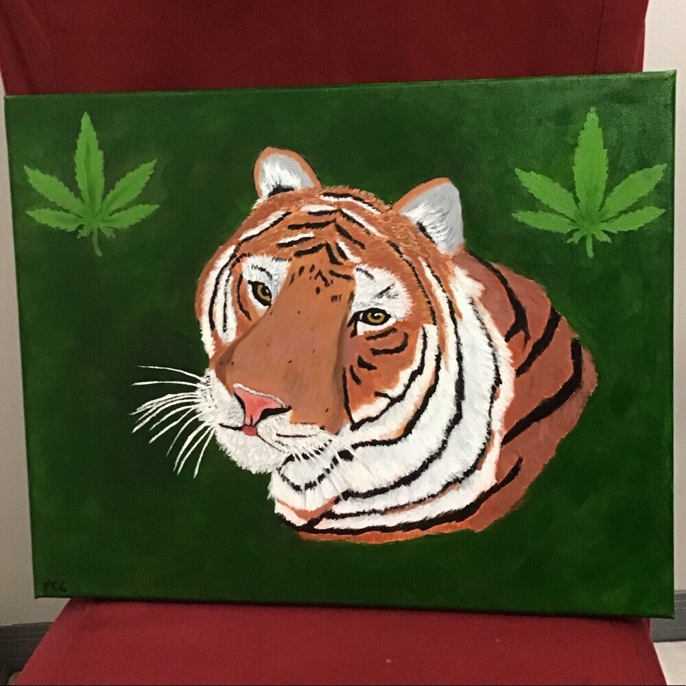 Mancave Art Tiger Painting Canvas Art Acrylic Art 16”x20” Original Painting
