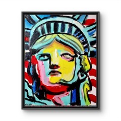 Original Abstract Statue of Liberty Canvas Neo Expressionist Art Decor 11×14