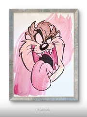Original Tasmanian 2 Painting By Alannah Dyer- Acrylic 9×12 in Looney Tunes TV