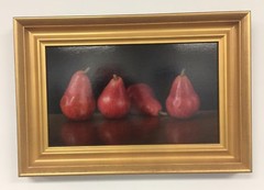 Original Oil Painting Still Life „Standing Pears“ by Sally Schrohenloher 11″x18″