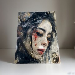 Geisha Girl Art Print 8.5”x11” Painting Woman Portrait Abstract Japanese Art