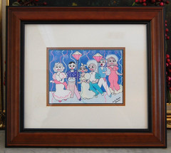 FRAMED SIGNED DE LA CERDA BUSEMI WATERCOLOR PEN CUBAN ART LA COMPARSA & CARNAVAL