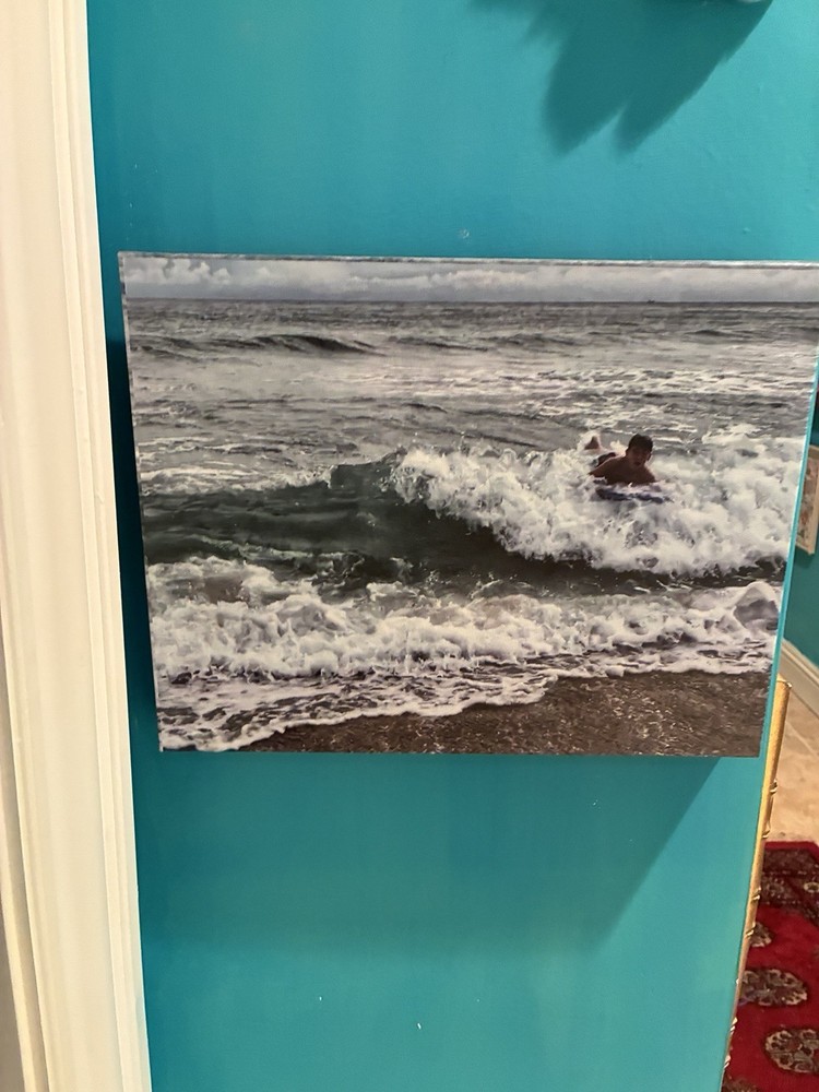 Canvas print beach scene approx 14” x 12”