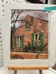 watercolor original signed art by Adrian Naquin „CARRIAGE WALL“ 8.5 X 6.5 IN